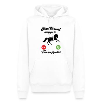 Mon cheval m'appelle faut quẹ j’y aille Cadeau - Sweat à capuche Premium bio Homme - blanc - Devant - Nico (187cm)