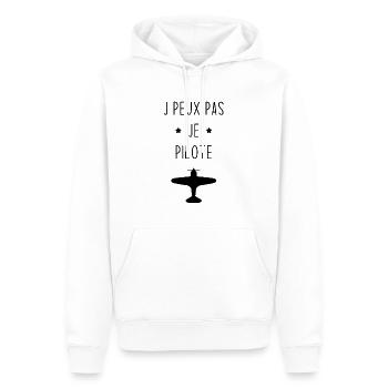 J'peux pas je pilote Cadeau vintage avion - Sweat à capuche Premium bio Homme - blanc - Devant - Nico (187cm)