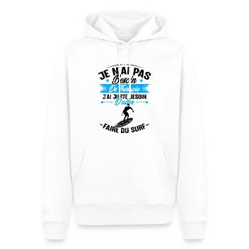 Juste besoin d'aller faire du surf - Sweat à capuche Premium bio Homme - blanc - Devant - Nico (187cm)