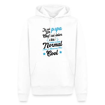 Je suis papa un chef cuisinier humour cadeau - Sweat à capuche Premium bio Homme - blanc - Devant - Nico (187cm)