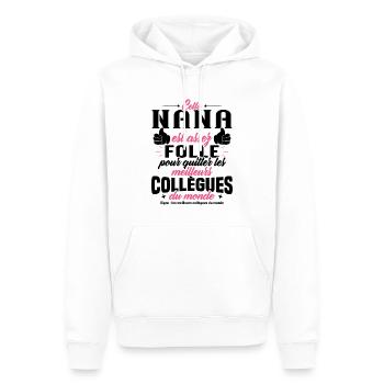 Collègue Nana, Cadeau meilleurs collègues du monde - Sweat à capuche Premium bio Homme - blanc - Devant - Nico (187cm)