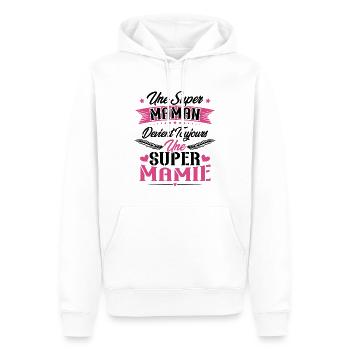 Une super maman devient toujours une super mamie - Sweat à capuche Premium bio Homme - blanc - Devant - Nico (187cm)