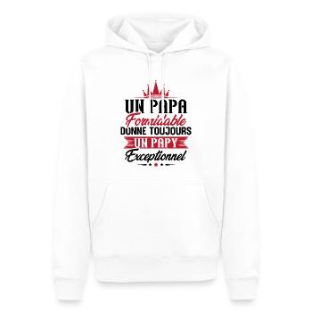Cadeau pour grand-père - Un papy exceptionnel - Sweat à capuche Premium bio Homme - blanc - Devant - Nico (187cm)