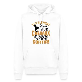 Totalement accro aux chevaux - Sweat à capuche Premium bio Homme - blanc - Devant - Nico (187cm)
