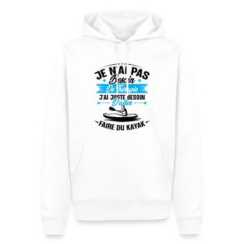 Cadeau j'ai juste besoin d'aller faire du kayak - Sweat à capuche Premium bio Homme - blanc - Devant - Nico (187cm)