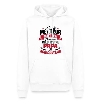 Papa et Agriculteur - Cadeau papa agriculteur - Sweat à capuche Premium bio Homme - blanc - Devant - Nico (187cm)