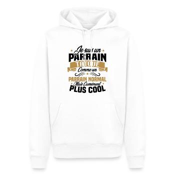 J'ai un parrain tatoué comme un parrain normal - Sweat à capuche Premium bio Homme - blanc - Devant - Nico (187cm)