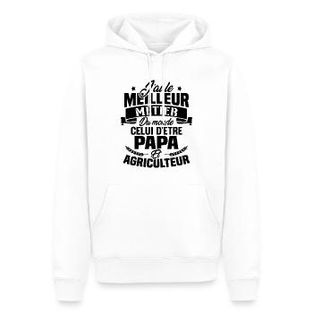 Papa et Agriculteur - Cadeau papa agriculteur - Sweat à capuche Premium bio Homme - blanc - Devant - Nico (187cm)
