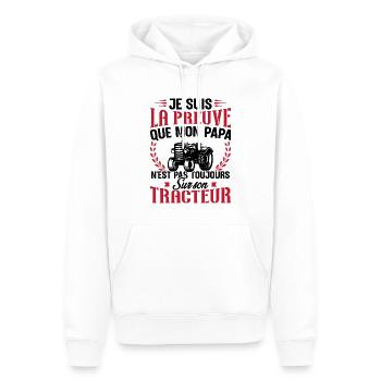 Je suis la preuve que mon papa tracteur - Sweat à capuche Premium bio Homme - blanc - Devant - Nico (187cm)