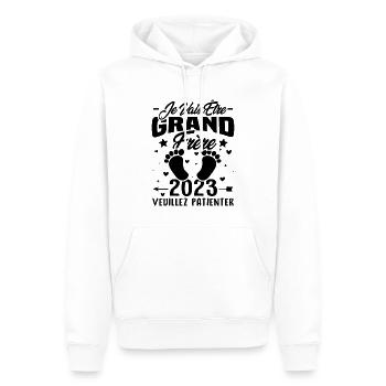 Je Vais Être Grand Frère en 2023 - Sweat à capuche Premium bio Homme - blanc - Devant - Nico (187cm)