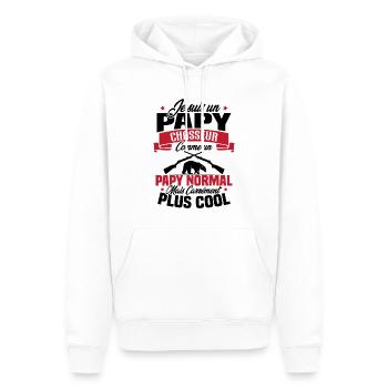 Je suis un papy chasseur comme un papy normal - Sweat à capuche Premium bio Homme - blanc - Devant - Nico (187cm)