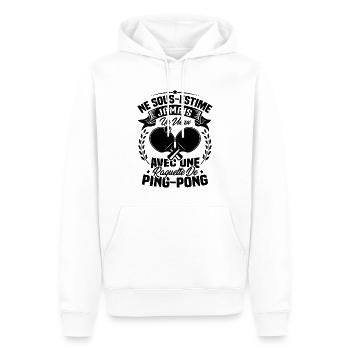 Un vieux avec une raquette de ping pong - Sweat à capuche Premium bio Homme - blanc - Devant - Nico (187cm)