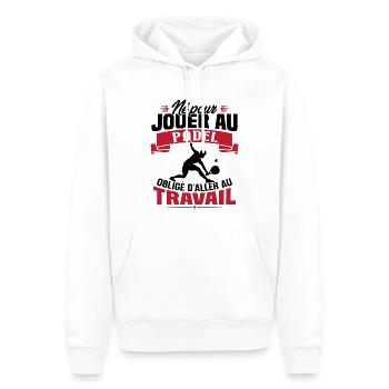 Né pour jouer au padel - Cadeau joueur de padel - Sweat à capuche Premium bio Homme - blanc - Devant - Nico (187cm)