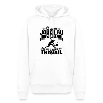 Né pour jouer au padel - Cadeau joueur de padel - Sweat à capuche Premium bio Homme - blanc - Devant - Nico (187cm)