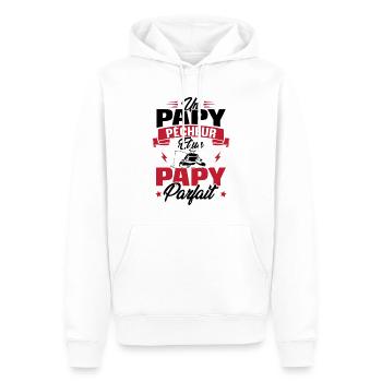 Un papy pêcheur est un papy parfait - Sweat à capuche Premium bio Homme - blanc - Devant - Nico (187cm)