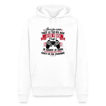 Je ne joue pas tout le temps aux jeux vidéos - Sweat à capuche Premium bio Homme - blanc - Devant - Nico (187cm)
