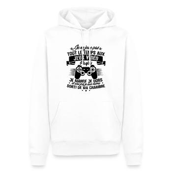 Je ne joue pas tout le temps aux jeux vidéos - Sweat à capuche Premium bio Homme - blanc - Devant - Nico (187cm)