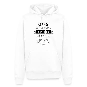 La fille qui fait fondre mon cœur m'appelle papa - Sweat à capuche Premium bio Homme - blanc - Devant - Nico (187cm)