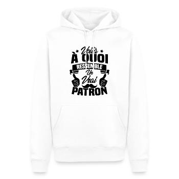 Voilà à quoi ressemble un vrai patron - Sweat à capuche Premium bio Homme - blanc - Devant - Nico (187cm)