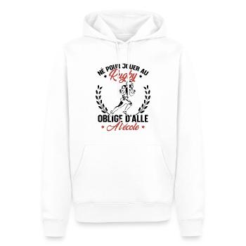 Né pour jouer au rugby oblige d'aller à l'école - Sweat à capuche Premium bio Homme - blanc - Devant - Nico (187cm)