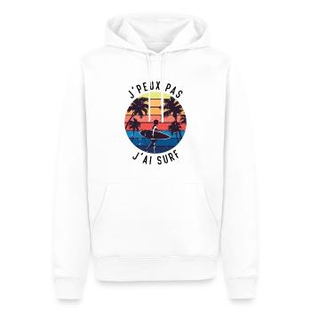 Je peux pas j'ai surf - Sweat à capuche Premium bio Homme - blanc - Devant - Nico (187cm)