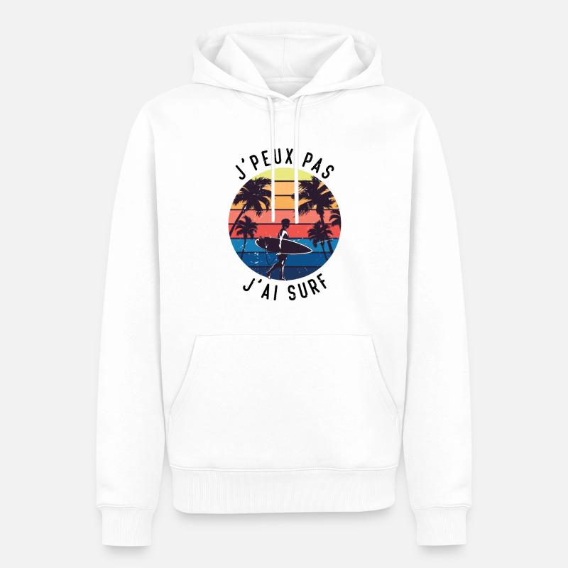 Je peux pas j'ai surf - Sweat à capuche Premium bio Homme - blanc