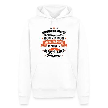Les plus importants mappellent papou, Cadeau papou - Sweat à capuche Premium bio Homme - blanc - Devant - Nico (187cm)