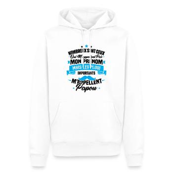 Les plus importants mappellent papou, Cadeau papou - Sweat à capuche Premium bio Homme - blanc - Devant - Nico (187cm)
