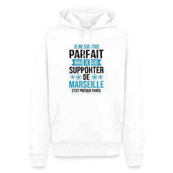 Je suis supporter de Marseille - Sweat à capuche Premium bio Homme - blanc - Devant - Nico (187cm)