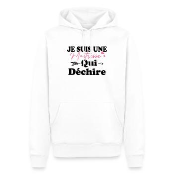 Je suis une Maîtresse qui déchiiiire - Sweat à capuche Premium bio Homme - blanc - Devant - Nico (187cm)