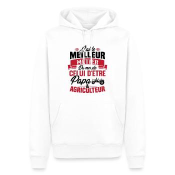 Papa et agriculteur, Cadeau papa agriculteur - Sweat à capuche Premium bio Homme - blanc - Devant - Nico (187cm)