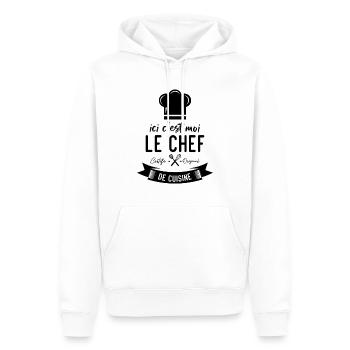 Ici c'est moi le chef certifié original de cuisine - Sweat à capuche Premium bio Homme - blanc - Devant - Nico (187cm)
