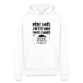 Père Noël j'ai été sage toute l'année - Sweat à capuche Premium bio Homme - blanc - Devant - Nico (187cm)