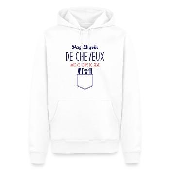 Pas Besoin de Cheveux avec ce corps de rêve - Sweat à capuche Premium bio Homme - blanc - Devant - Nico (187cm)
