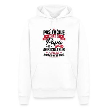 Pas facile d'être papa et agriculteur - Sweat à capuche Premium bio Homme - blanc - Devant - Nico (187cm)