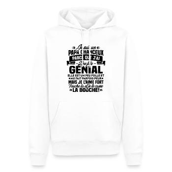 Je suis chanceux parce que j ai une fille génial - Sweat à capuche Premium bio Homme - blanc - Devant - Nico (187cm)