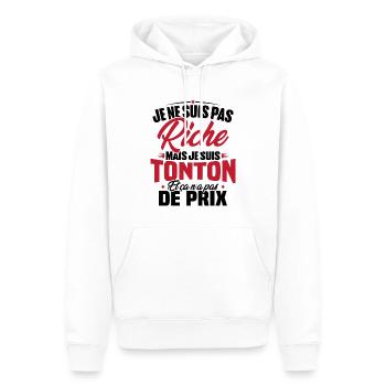 Je ne suis pas riche mais je suis tonton - Sweat à capuche Premium bio Homme - blanc - Devant - Nico (187cm)