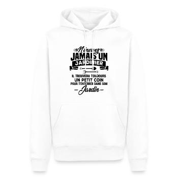 N'énervez jamais un jardinier - Sweat à capuche Premium bio Homme - blanc - Devant - Nico (187cm)