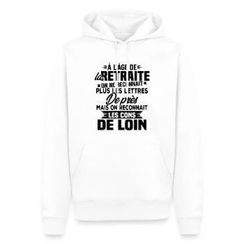 Avec l'age on reconnaît les cons de loin - Sweat à capuche Premium bio Homme - blanc - Devant - Nico (187cm)
