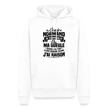 Humour cadeau Je suis Normand - Sweat à capuche Premium bio Homme - blanc - Devant - Nico (187cm)
