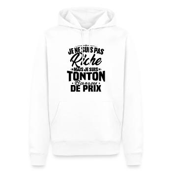 Je ne suis pas riche mais je suis tonton - Sweat à capuche Premium bio Homme - blanc - Devant - Nico (187cm)