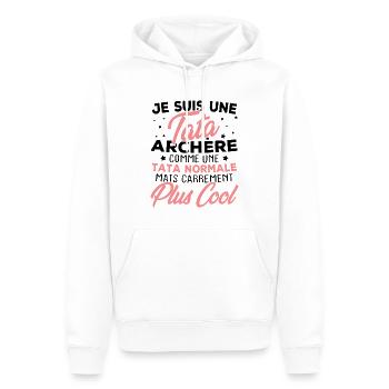 Je suis une tata archère - Sweat à capuche Premium bio Homme - blanc - Devant - Nico (187cm)
