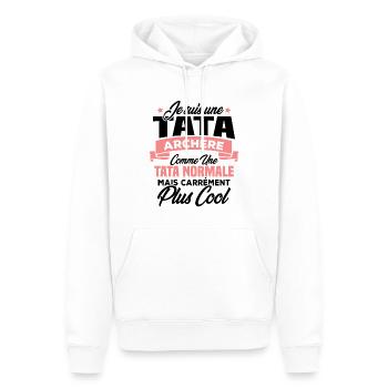 Je suis une tata archère - Sweat à capuche Premium bio Homme - blanc - Devant - Nico (187cm)
