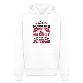 Humour cadeau Je suis Normand - Sweat à capuche Premium bio Homme - blanc - Devant - Nico (187cm)