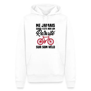 Ne jamais sous estimer un retraité sur son vélo - Sweat à capuche Premium bio Homme - blanc - Devant - Nico (187cm)