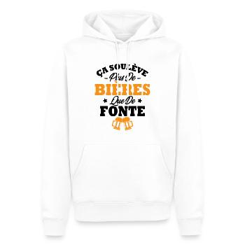 Ça soulève plus de bières que de fonte - Sweat à capuche Premium bio Homme - blanc - Devant - Nico (187cm)