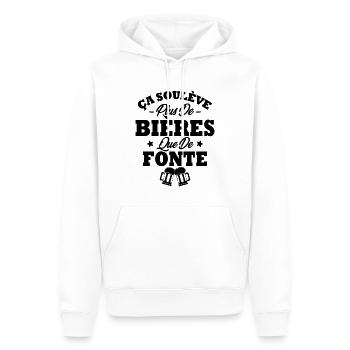 Ça soulève plus de bières que de fonte - Sweat à capuche Premium bio Homme - blanc - Devant - Nico (187cm)