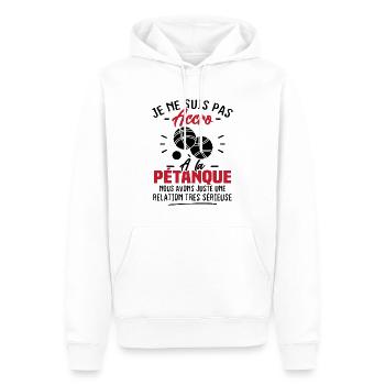 Je ne suis pas accro à la pétanque Humour bouliste - Sweat à capuche Premium bio Homme - blanc - Devant - Nico (187cm)