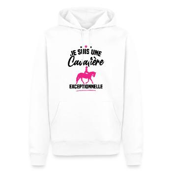 Je suis une cavalière exceptionnelle - Sweat à capuche Premium bio Homme - blanc - Devant - Nico (187cm)