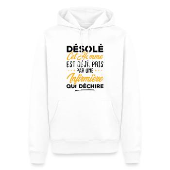 Cet homme est déjà pris par une infirmière - Sweat à capuche Premium bio Homme - blanc - Devant - Nico (187cm)